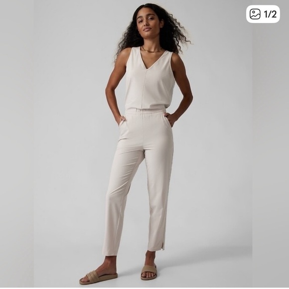 Athleta Pants - Athleta Brooklyn Utility Jumpsuit in a tan/cream color size 10 NWT
